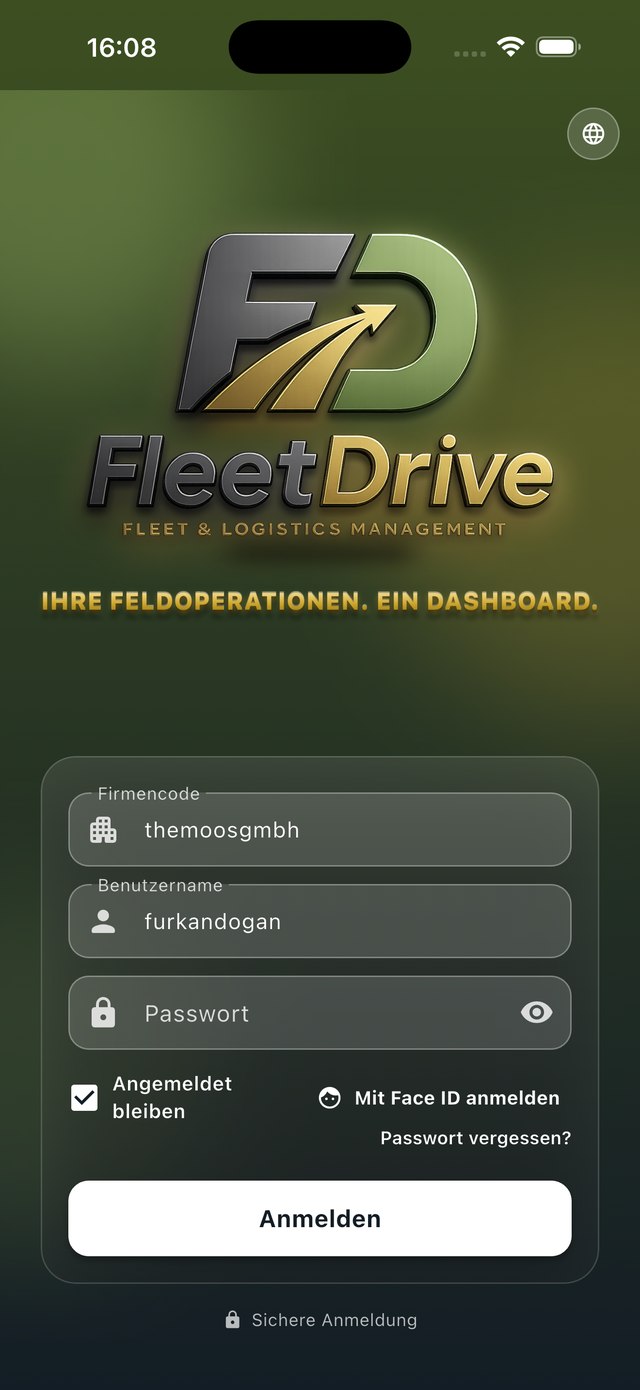 FleetDrive Anmeldebildschirm